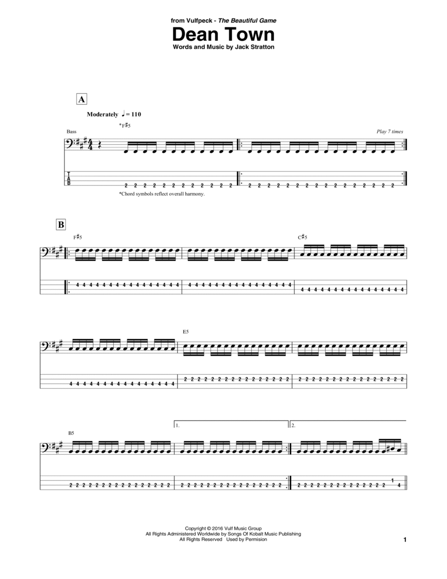 Dean Town Guitar Tablature scores gallery preview page 1