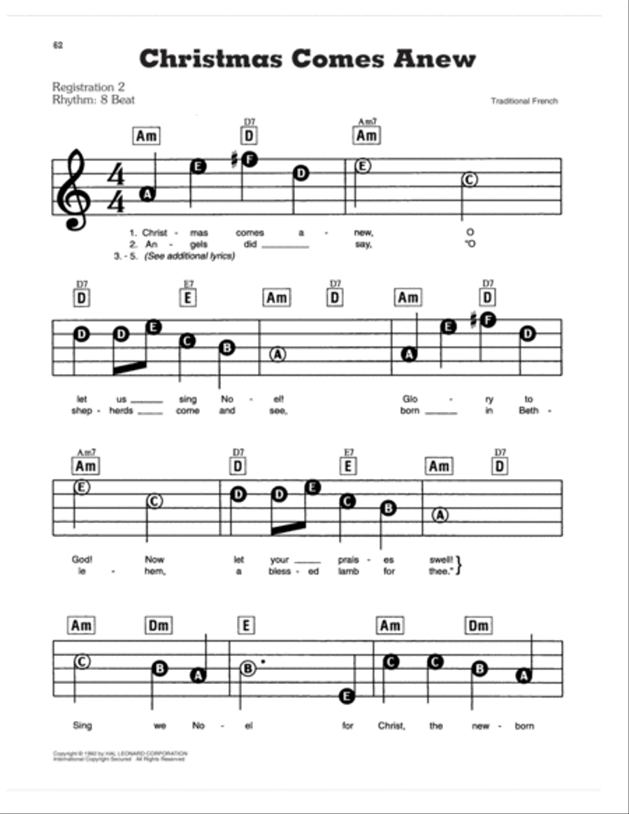 Christmas Comes Anew Electronic Keyboard scores gallery preview page 1