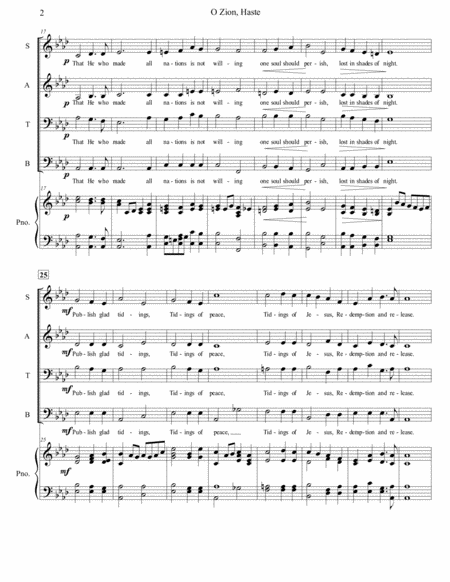 O Zion Haste for SATB Choir image number null