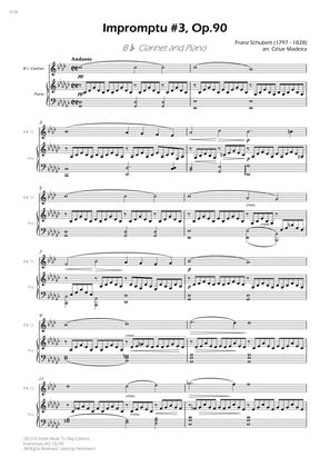 Impromptu No.3, Op.90 - Bb Clarinet and Piano (Full Score)