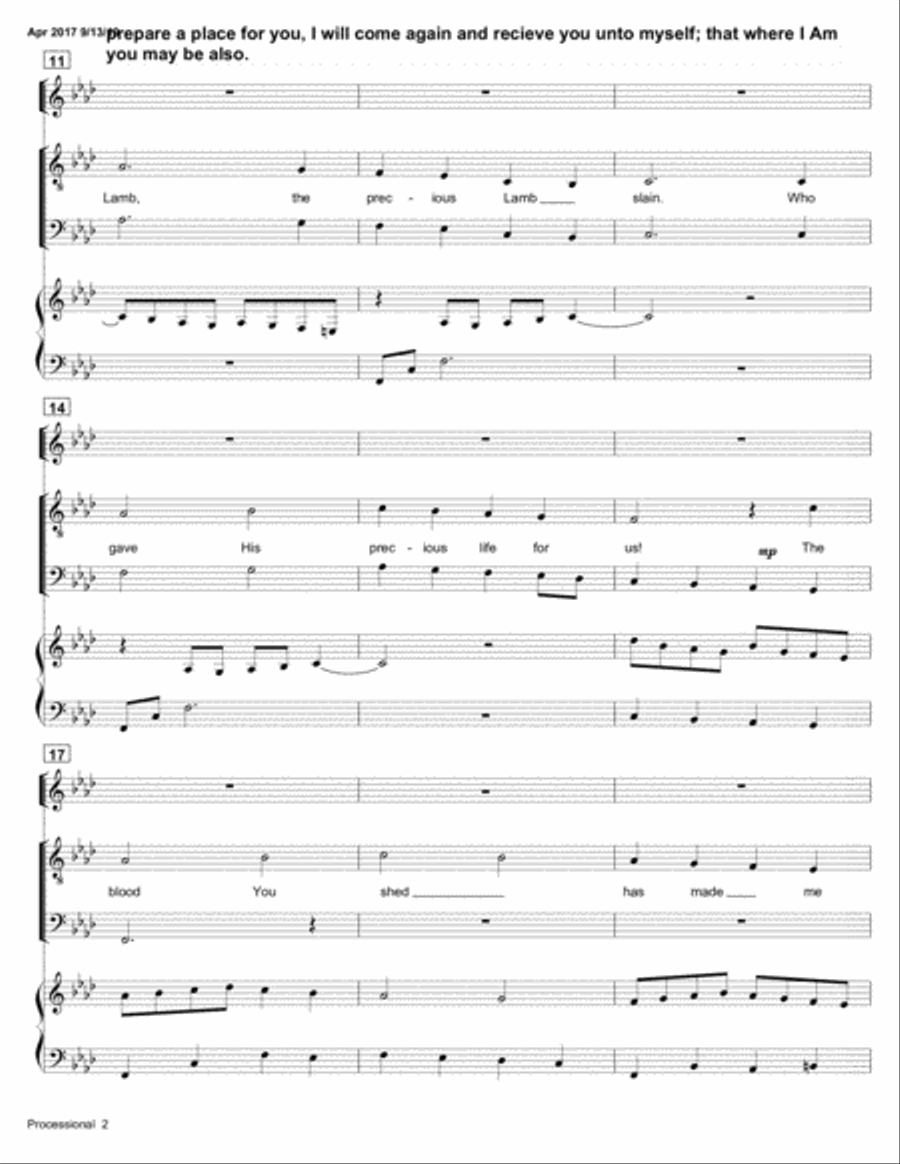Processional (TB from Requiem of Emmett Till) TTBB scores gallery preview page 2
