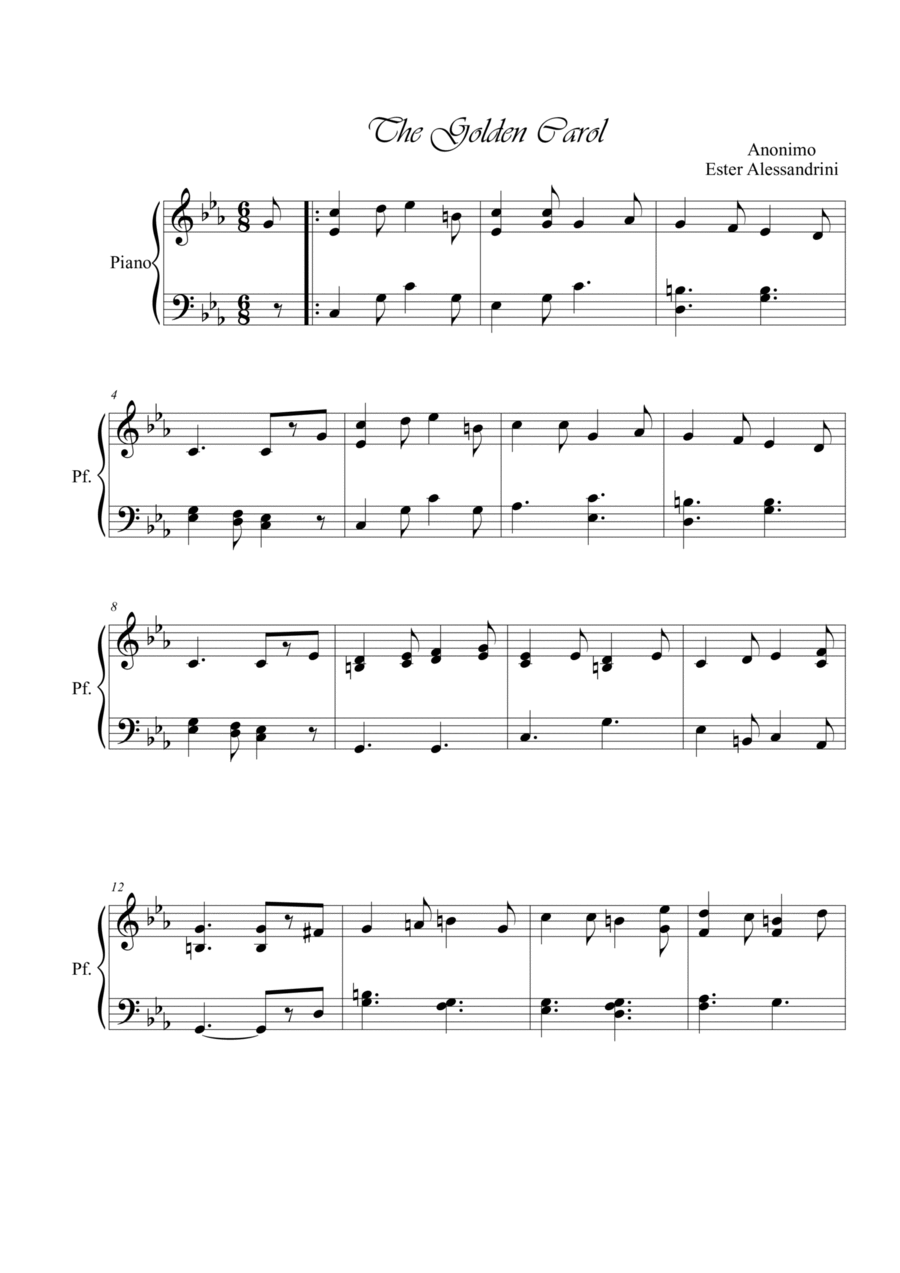 The golden carol Easy Piano scores gallery preview page 1