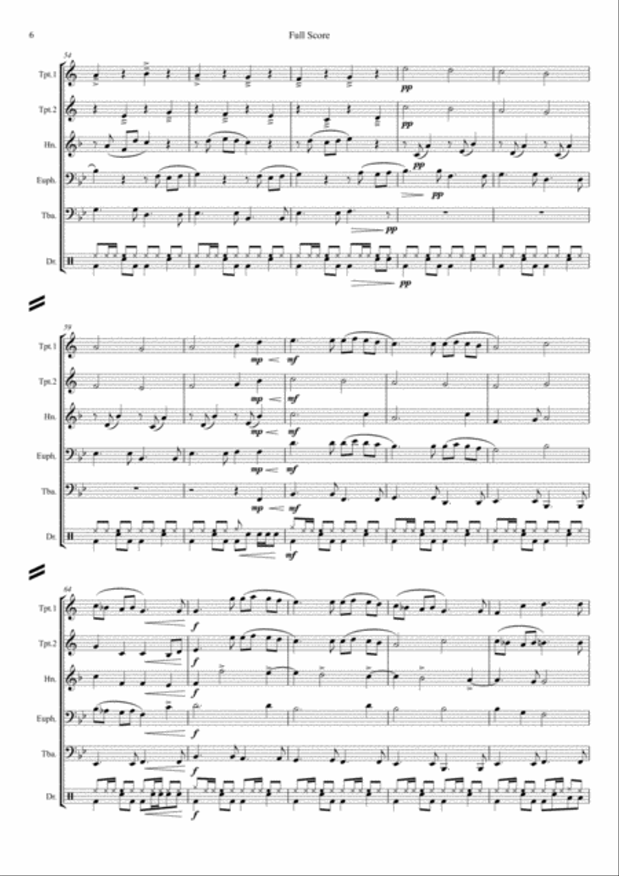 Brass Canon for Brass Quintet & Percussion Brass Ensemble scores gallery preview page 6