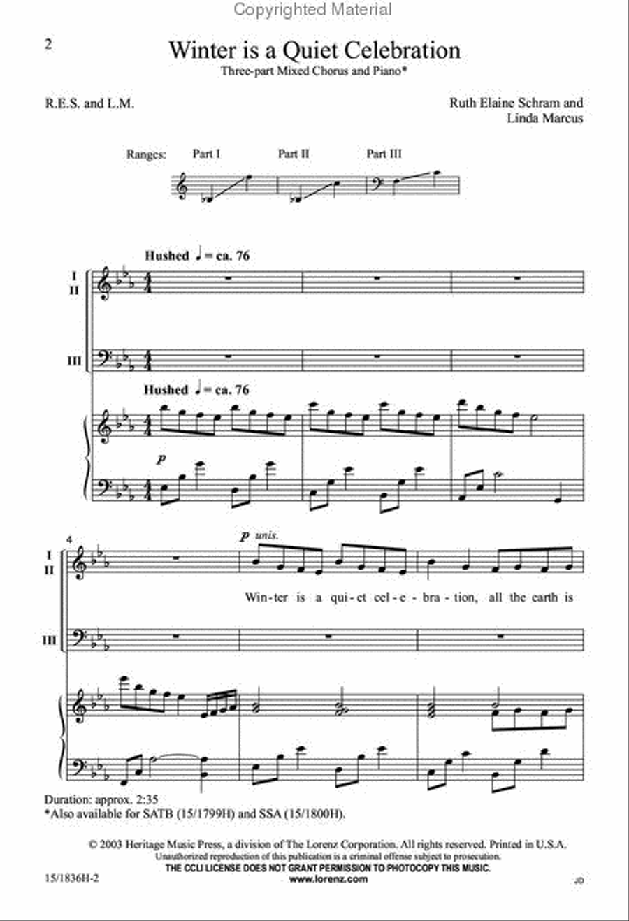 Winter is a Quiet Celebration 3-Part scores gallery preview page 2