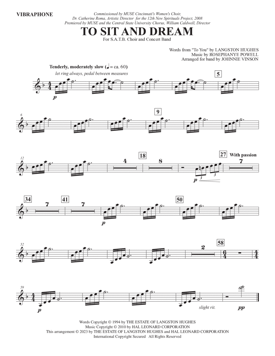 To Sit And Dream (Band Accompaniment) - Vibraphone Choir scores gallery preview page 1
