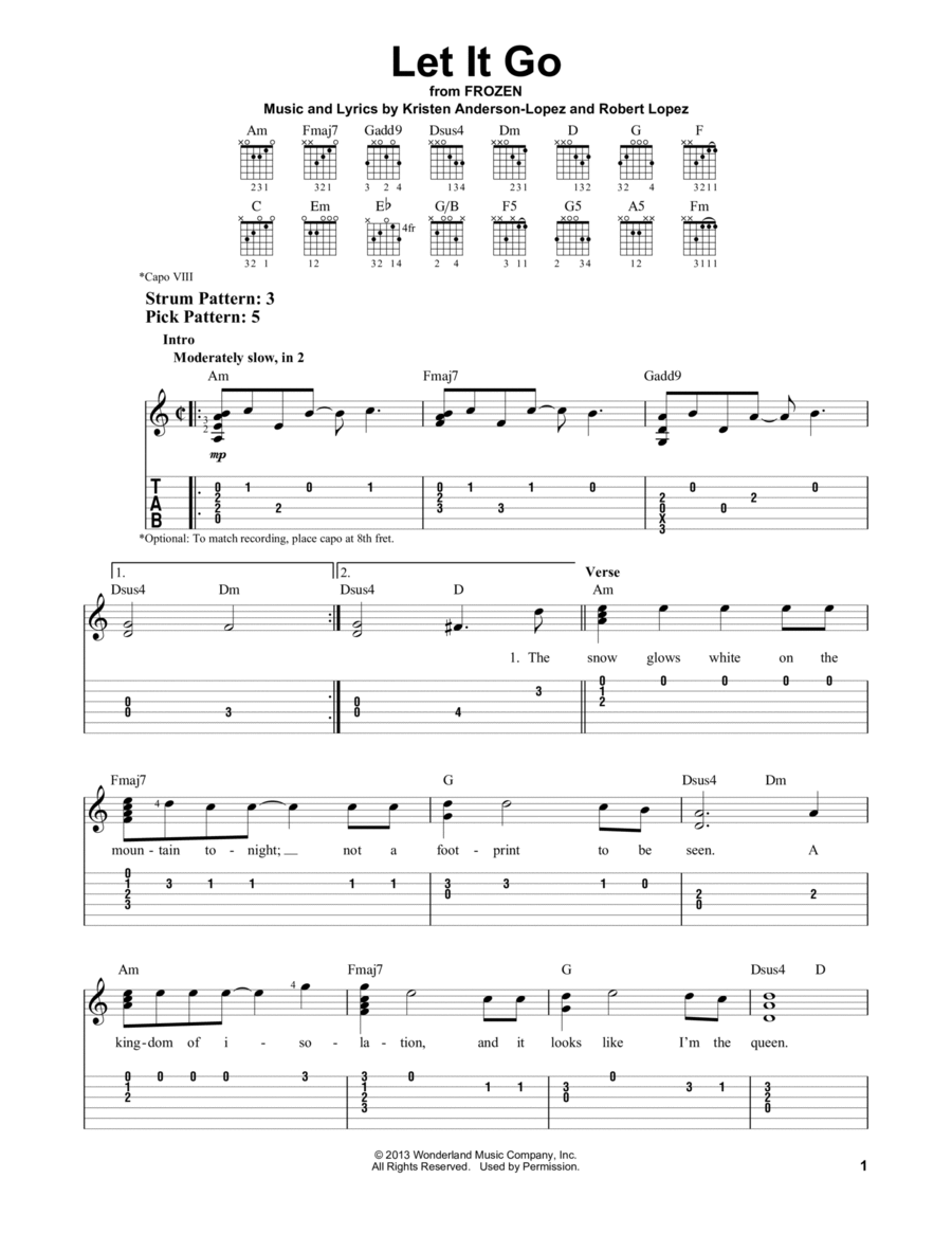 Let It Go Acoustic Guitar scores gallery preview page 1