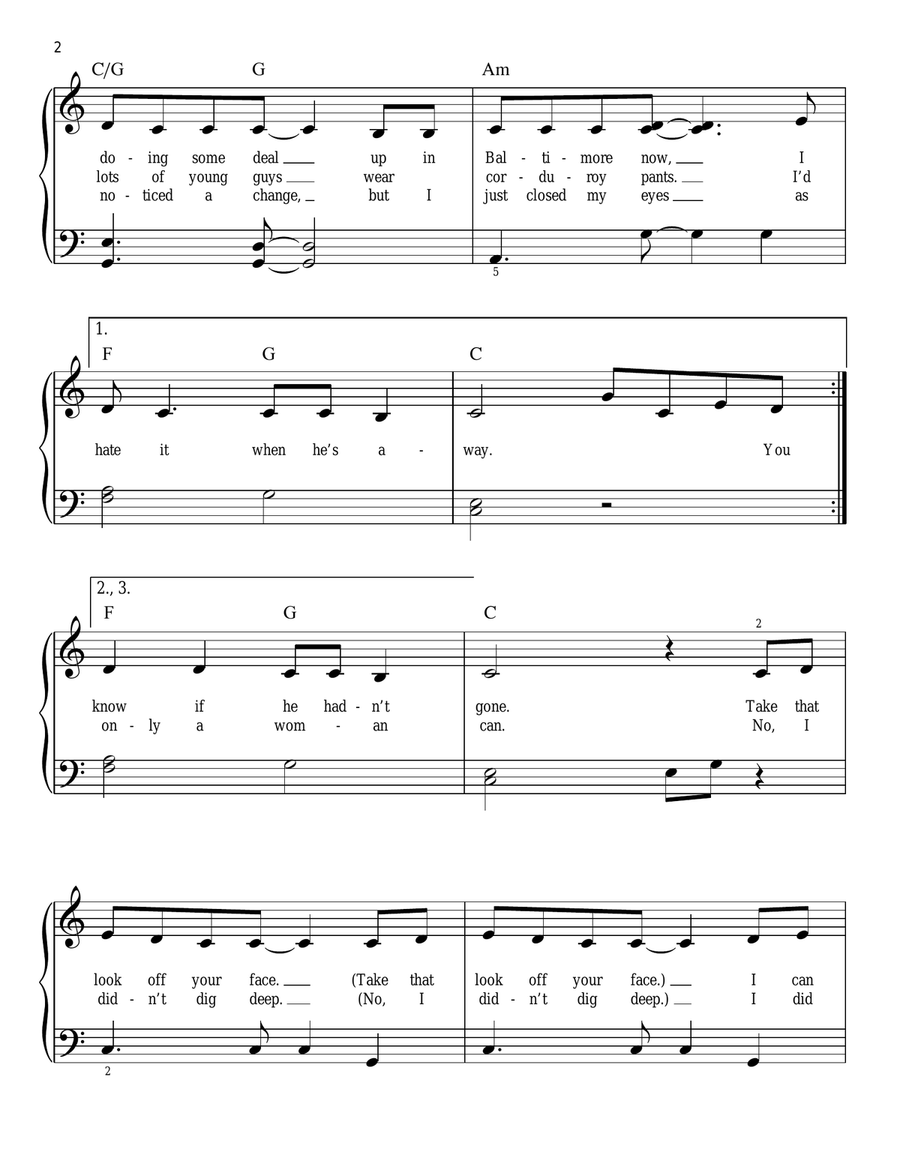 Take That Look Off Your Face Easy Piano scores gallery preview page 2