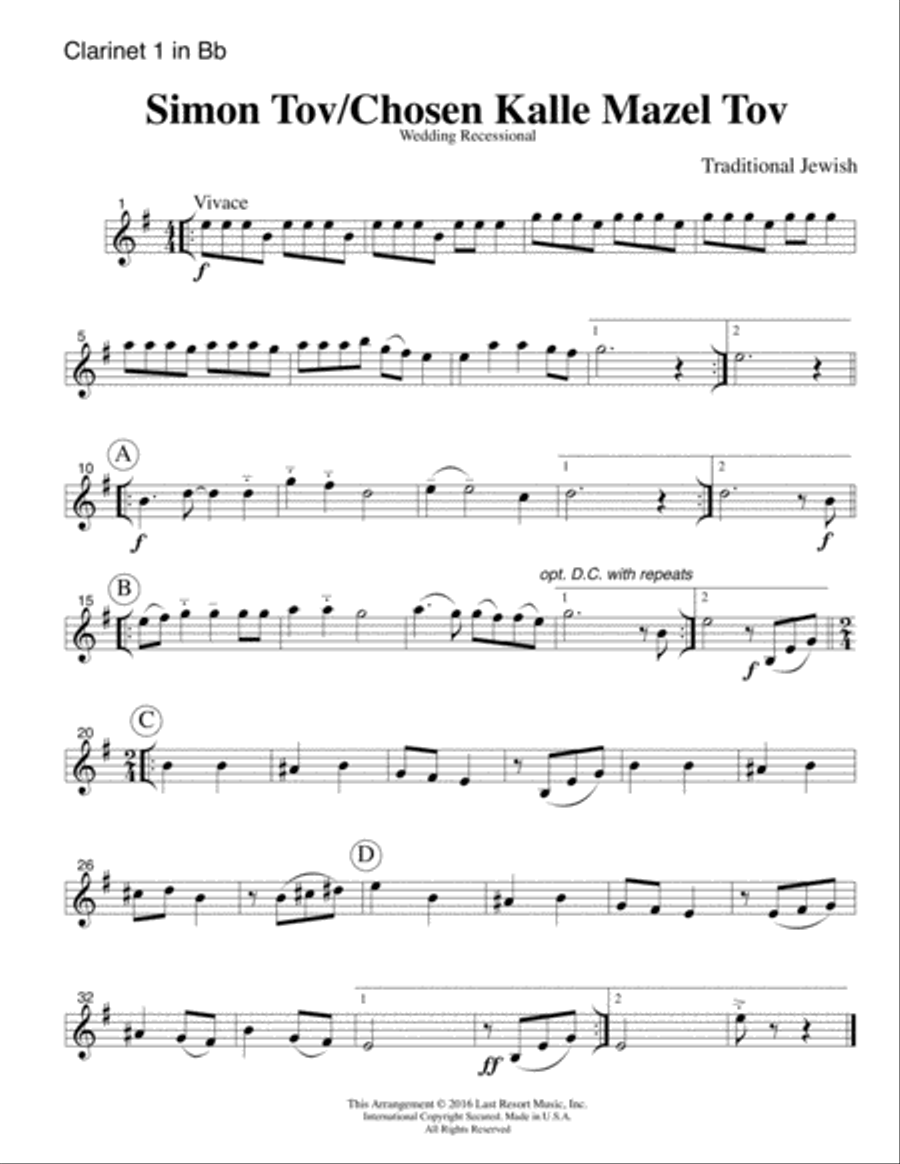 Simon Tov/Kalle Chosen Mazel Tov for Double Reed Quartet (2 Oboes, English Horn & Bassoon) with opti Woodwind Quartet scores gallery preview page 5
