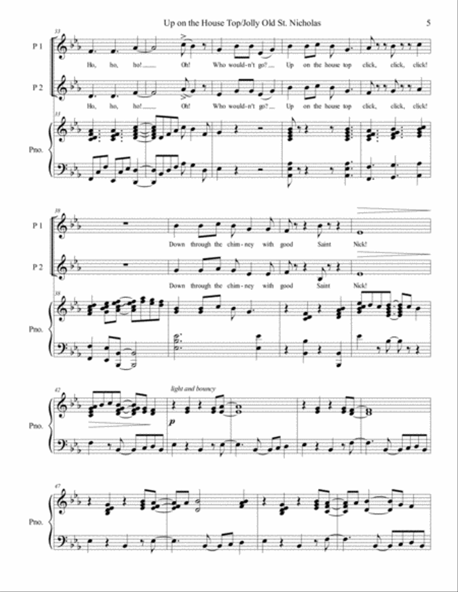 Up On the House Top/Jolly Old St. Nicholas - Two-Part chorus SA scores gallery preview page 5