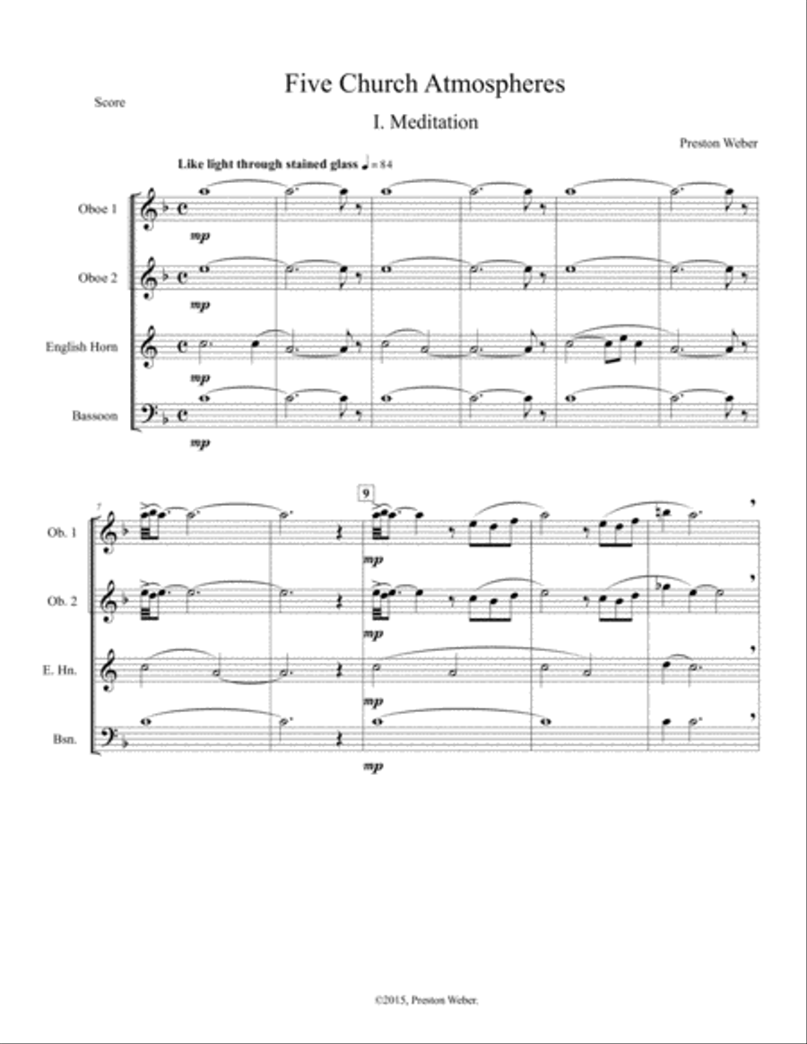 Five Church Atmospheres Woodwind Quartet scores gallery preview page 1