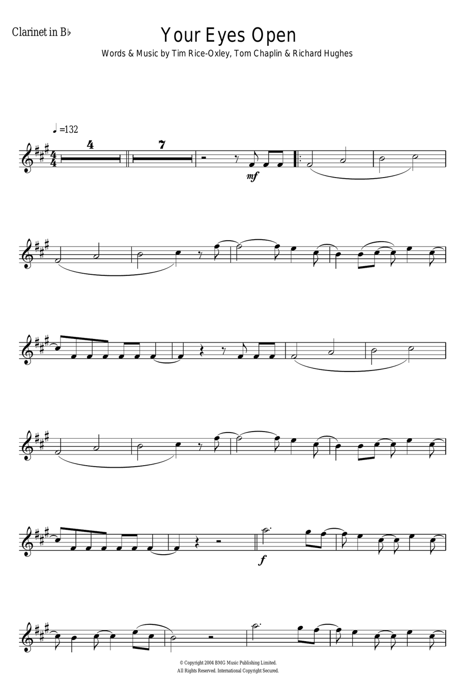 Your Eyes Open Clarinet Solo scores gallery preview page 1