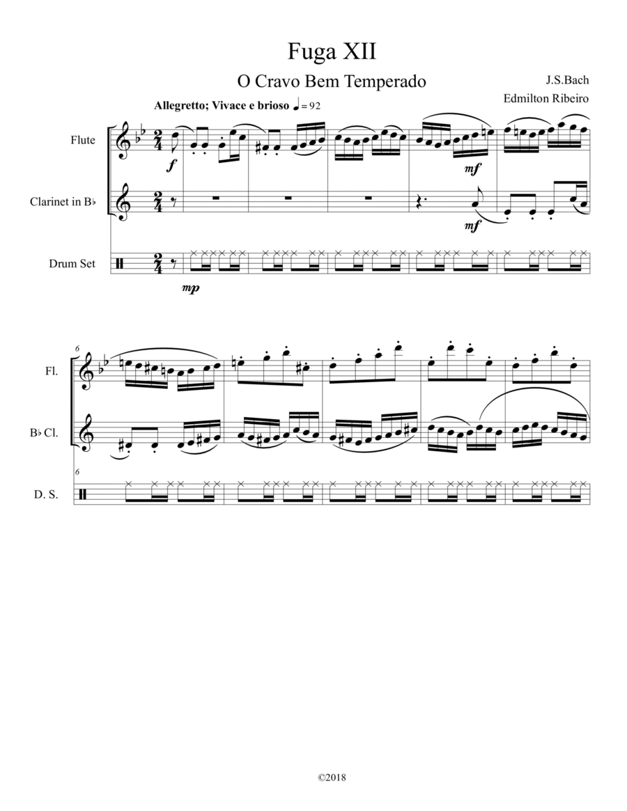 Fuga XII Well-tempered clavier book 1 Jazz Ensemble scores gallery preview page 1