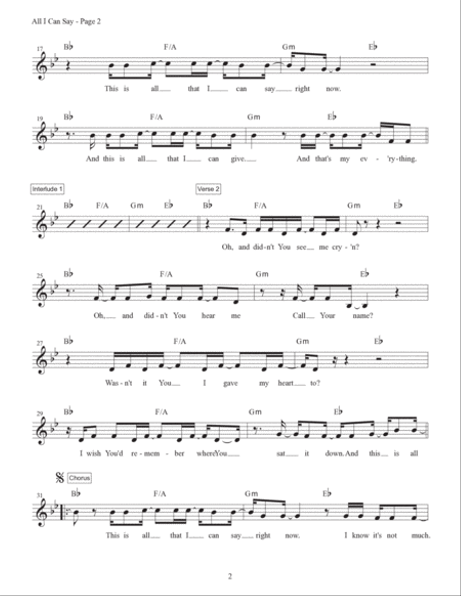 All I Can Say Piano scores gallery preview page 2