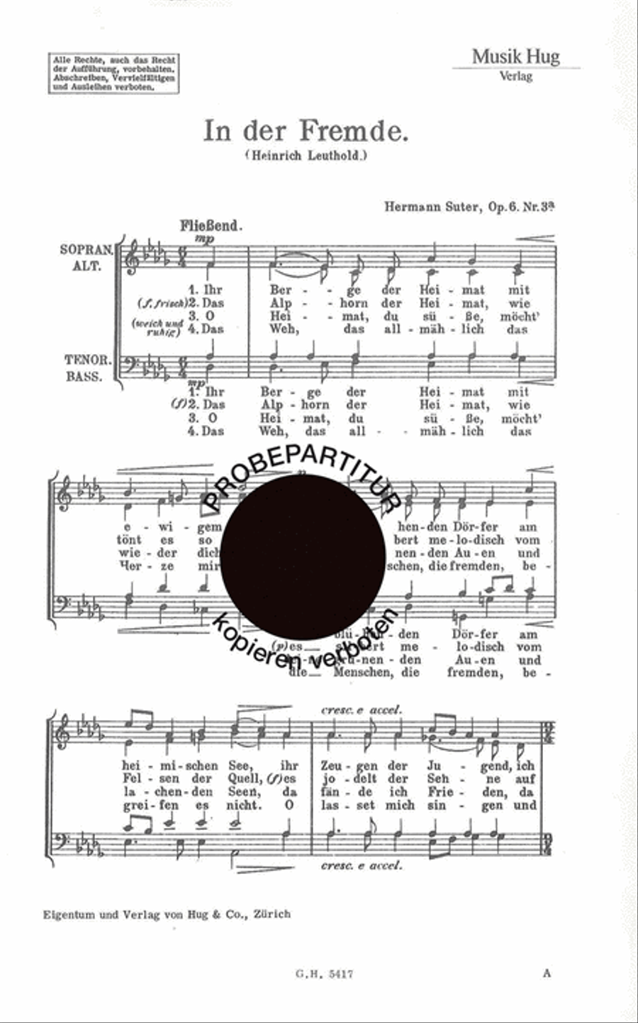 In der Fremde Choir scores gallery preview page 1