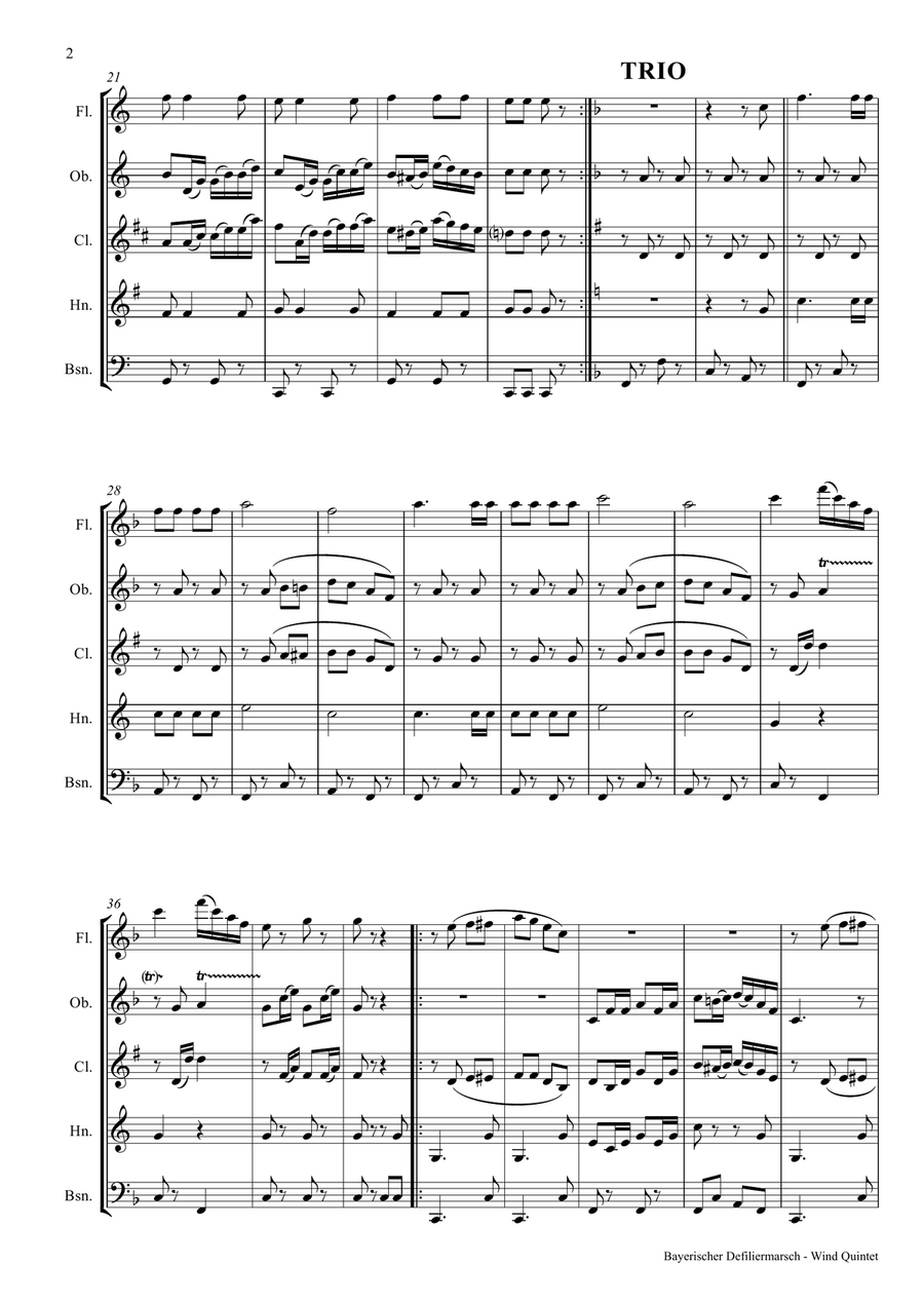 Bayerischer Defiliermarsch - German March - Oktoberfest - Wind Quintet Woodwind Quintet scores gallery preview page 2
