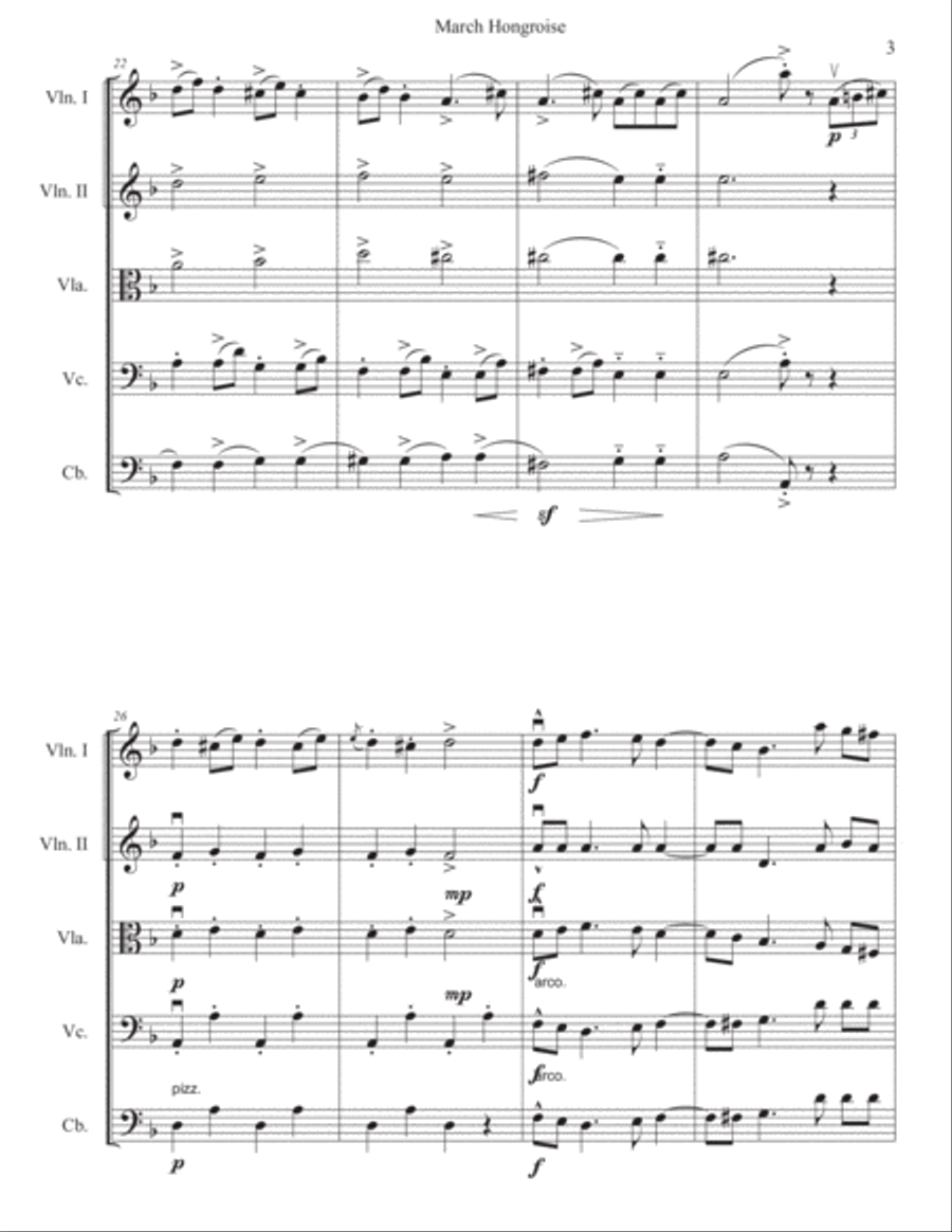 Hungarian (Rakoczi) March for String Orchestra String Quartet scores gallery preview page 3