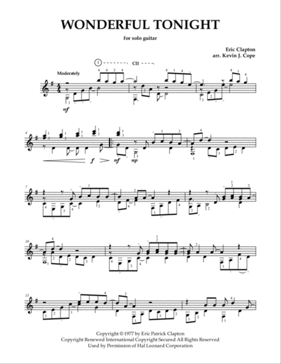 Wonderful Tonight Guitar Solo scores gallery preview page 1