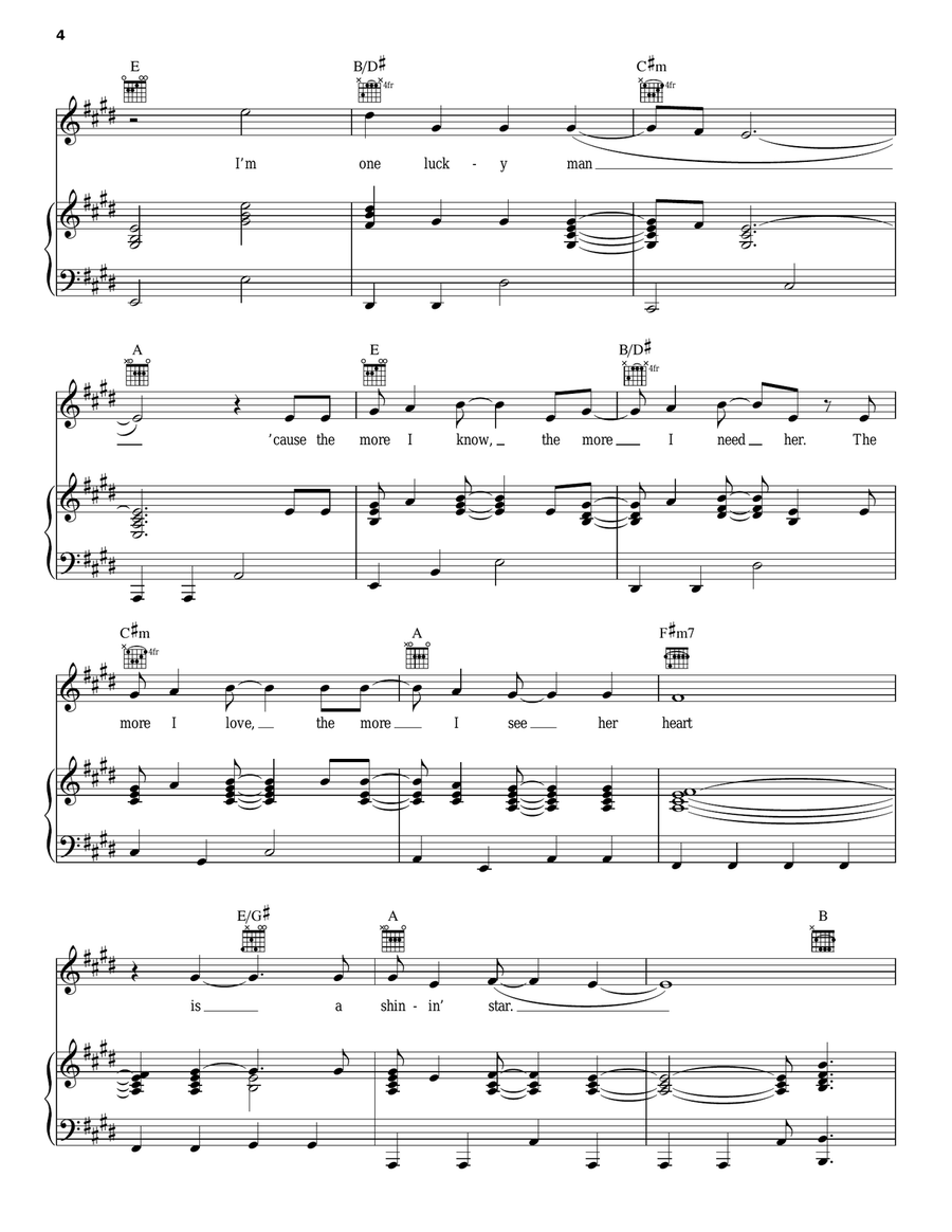 She's Beautiful Piano, Vocal, Guitar scores gallery preview page 4
