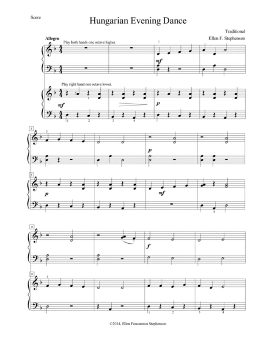 Hungarian Evening Dance Duet Hungarian Evening Dance Duet Easy Piano scores gallery preview page 2