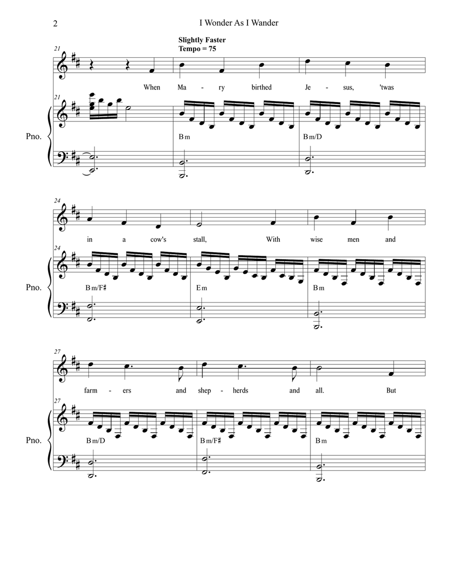 I Wonder As I Wander High Voice scores gallery preview page 2
