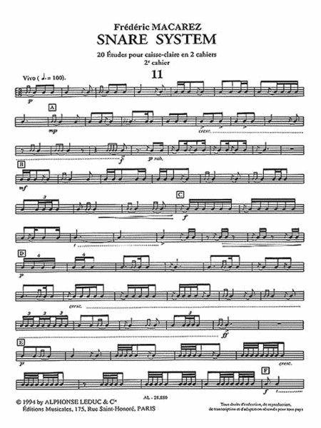 Snare System, 20 Studies For Snare Drum (volume 2) by Frederic Macarez Snare Drum - Sheet Music