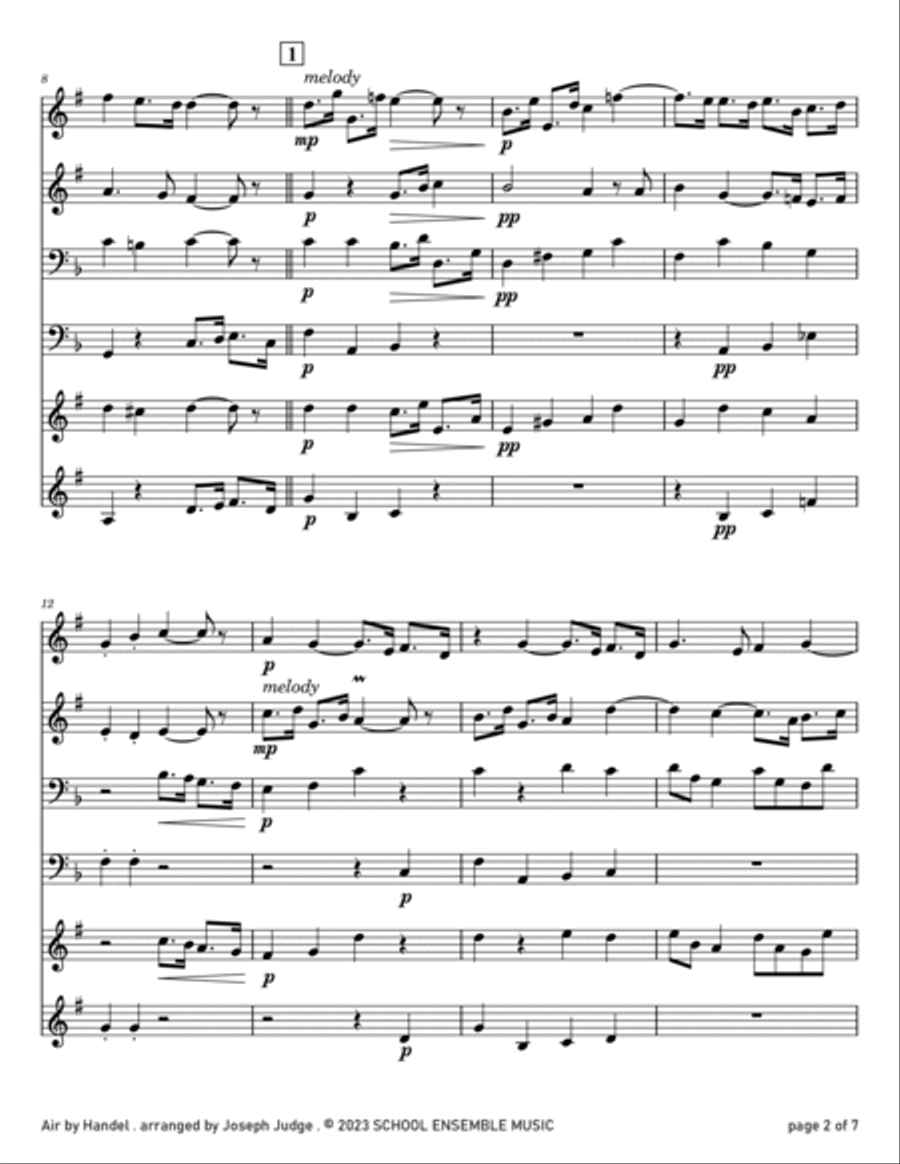 Air by Handel for Brass Quartet in Schools Brass Quartet scores gallery preview page 2