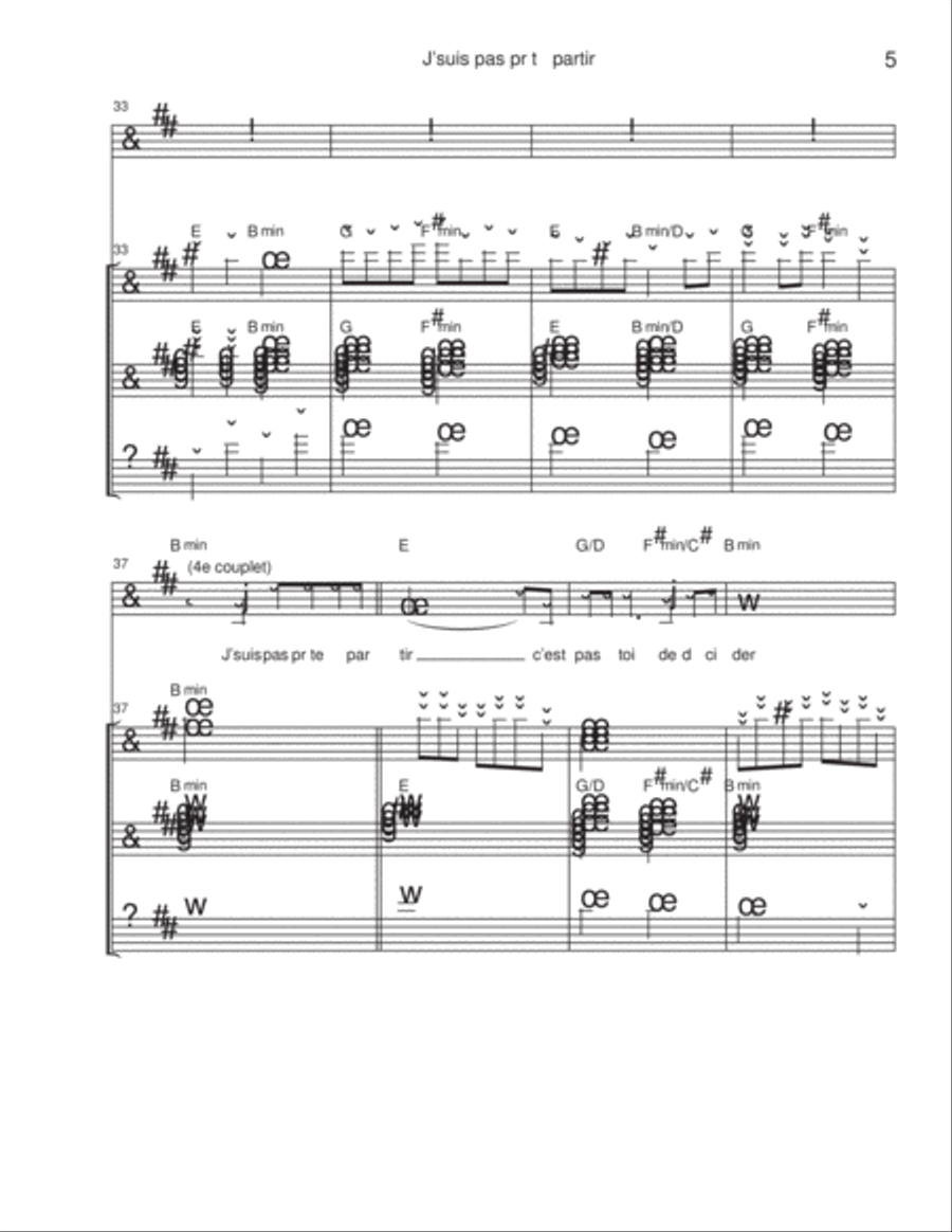 J'suis pas prêt à partir Electric Guitar scores gallery preview page 5