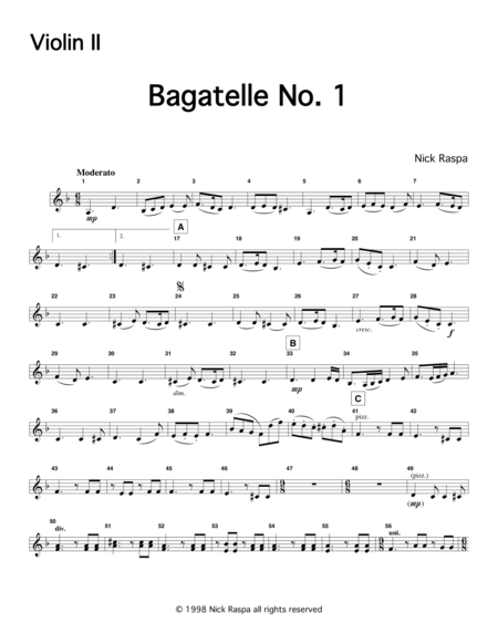 Bagatelle No. 1 (String Orchestra) Violin II part