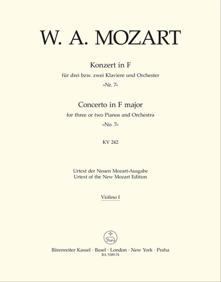 Concerto for three or two Pianos and Orchester No. 7 F major KV 242 'Lodron Concerto'