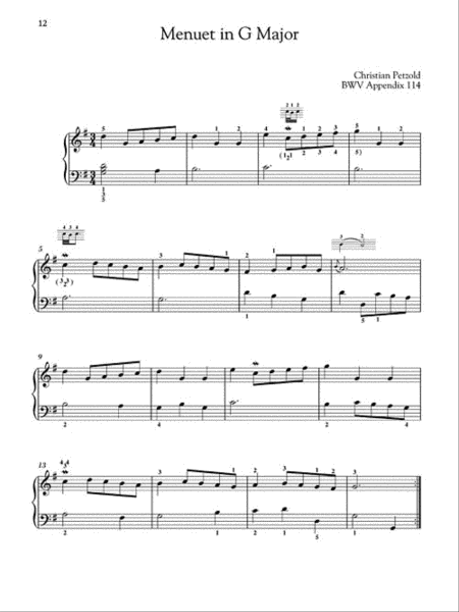 J.S. Bach – Selections from The Notebook for Anna Magdalena Bach Piano Solo scores gallery preview page 6