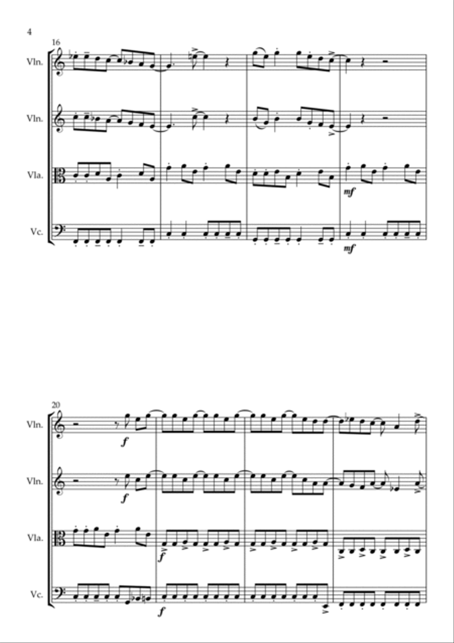 Rocking All Over The World String Quartet scores gallery preview page 4