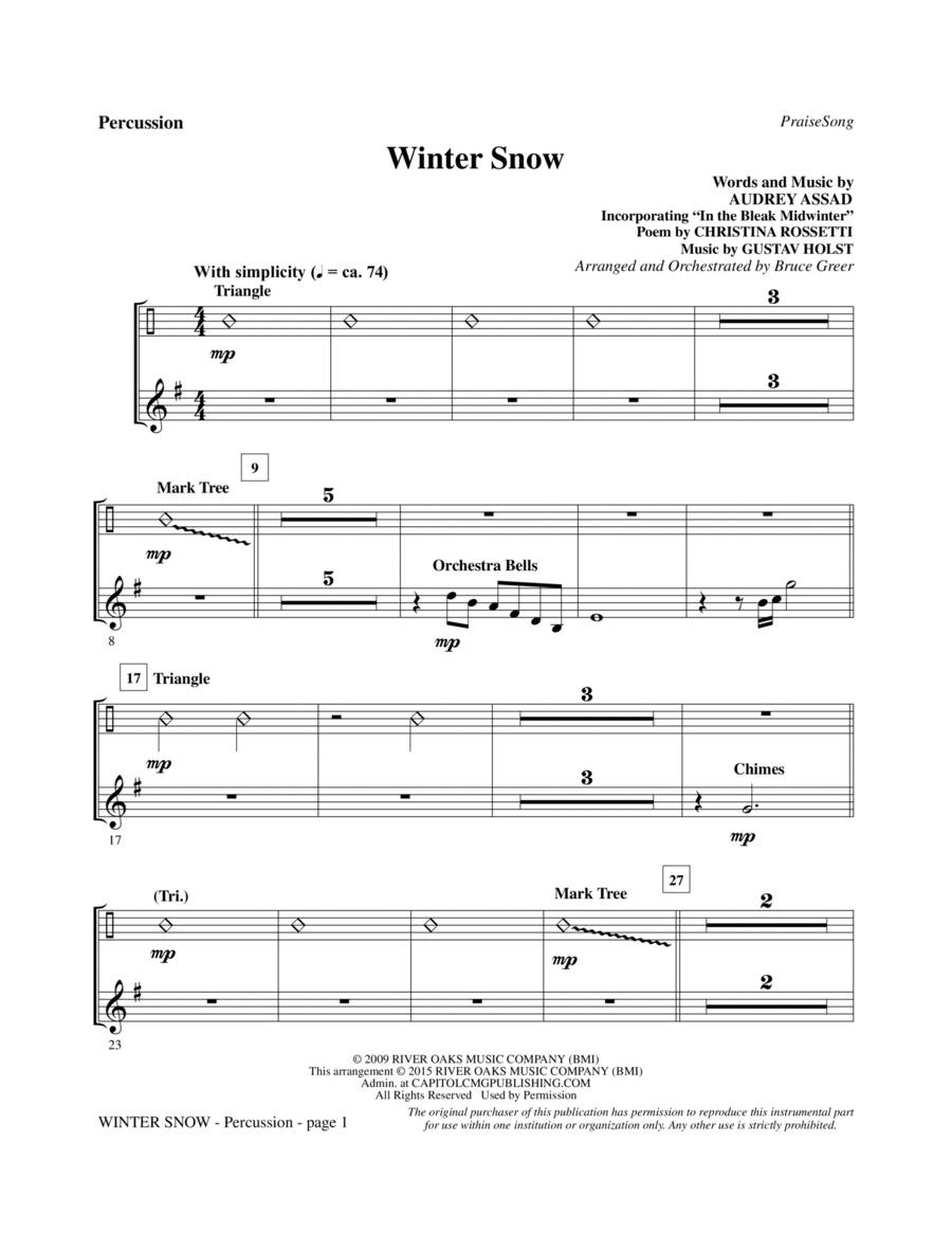 Winter Snow - Percussion Choir scores gallery preview page 1