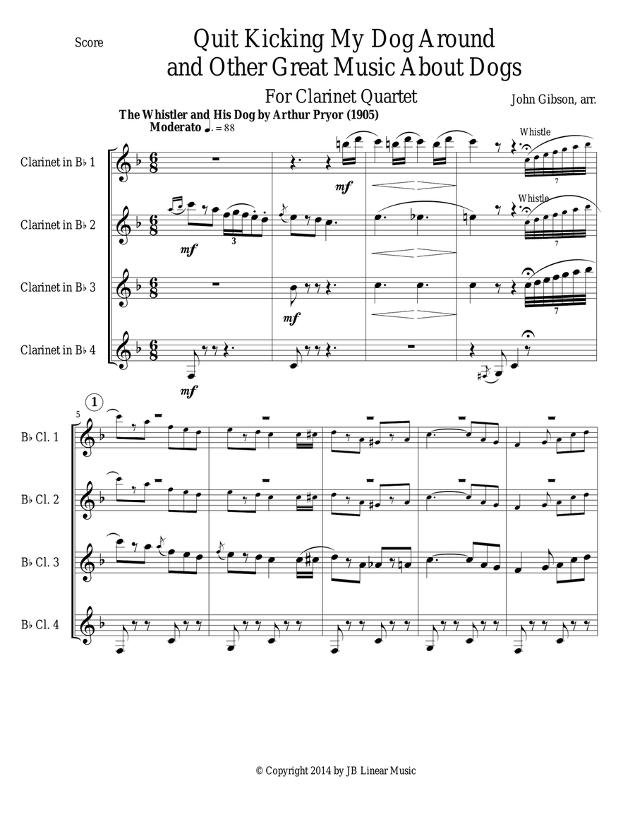 Quit Kicking My Dog Around and Other Music about Dogs for Clarinet Quartet Clarinet Quartet scores gallery preview page 2