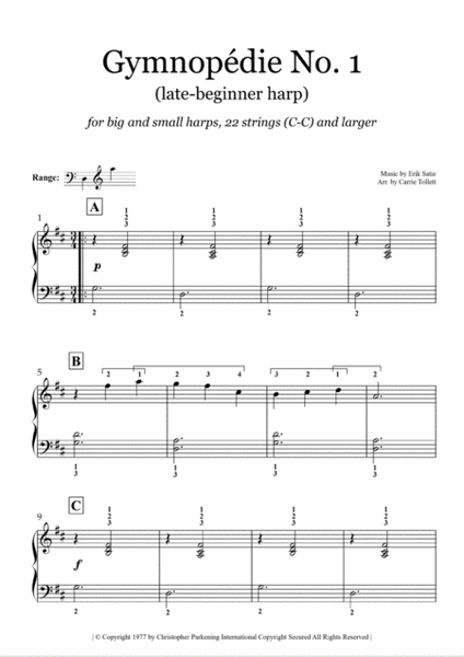 Gymnopédie No. 1 - Late Beginner for Harp image number null