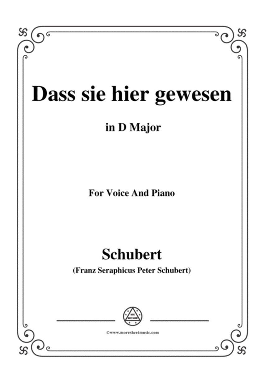 Schubert-Dass sei hier gewesen,in D Major,Op.59,No.2,for Voice and Piano image number null