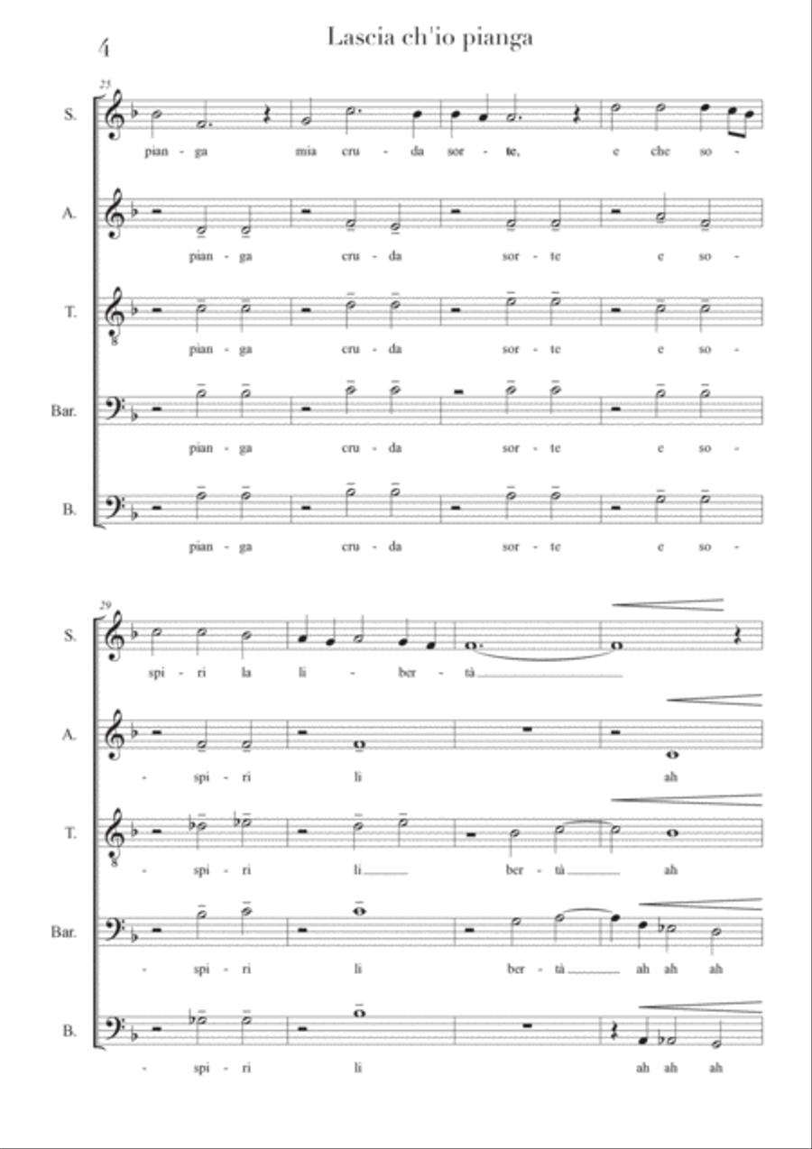 Lascia ch'io pianga A Cappella scores gallery preview page 4