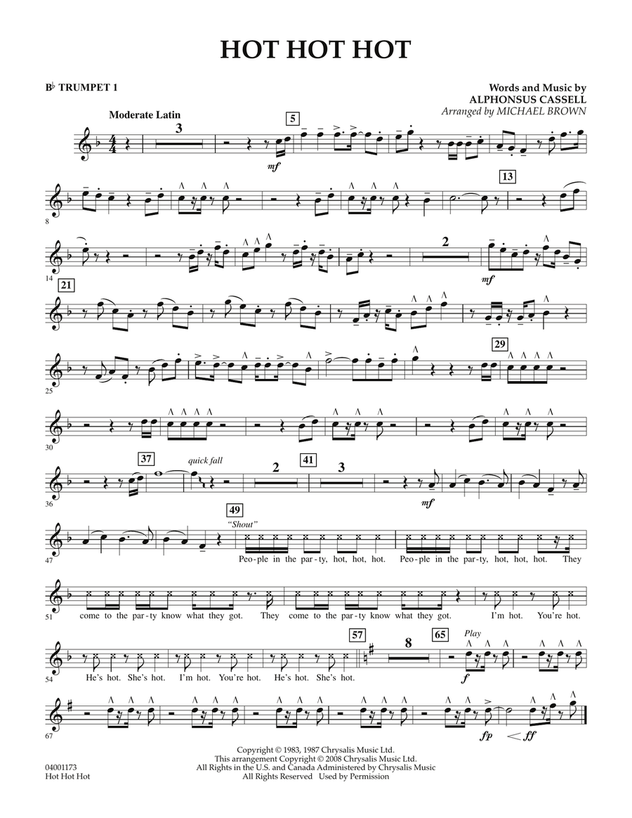 Hot Hot Hot - Bb Trumpet 1 Concert Band scores gallery preview page 1
