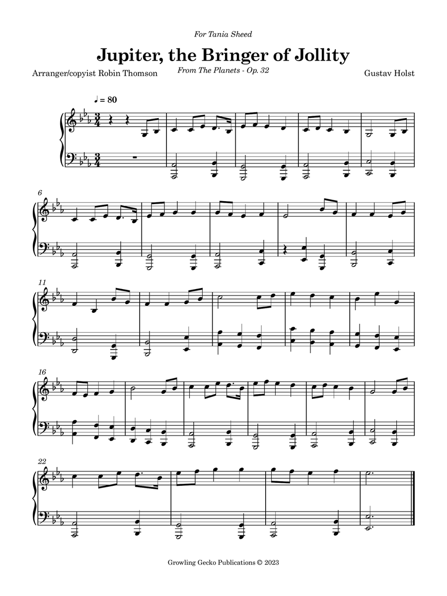Jupiter, the Bringer of Jollity Jupiter, the Bringer of Jollity Chamber Music scores gallery preview page 1