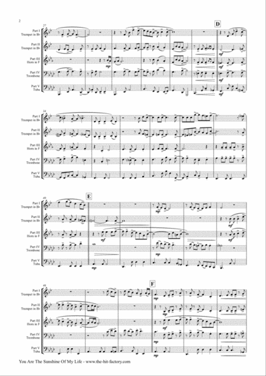 You Are The Sunshine Of My Life Euphonium scores gallery preview page 3