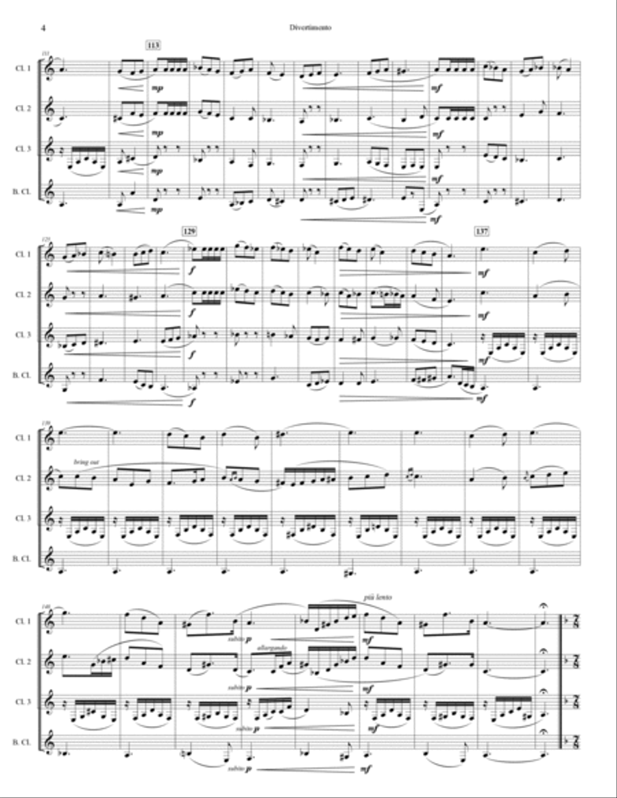 Divertimento for Clarinet Quartet Clarinet Quartet scores gallery preview page 5