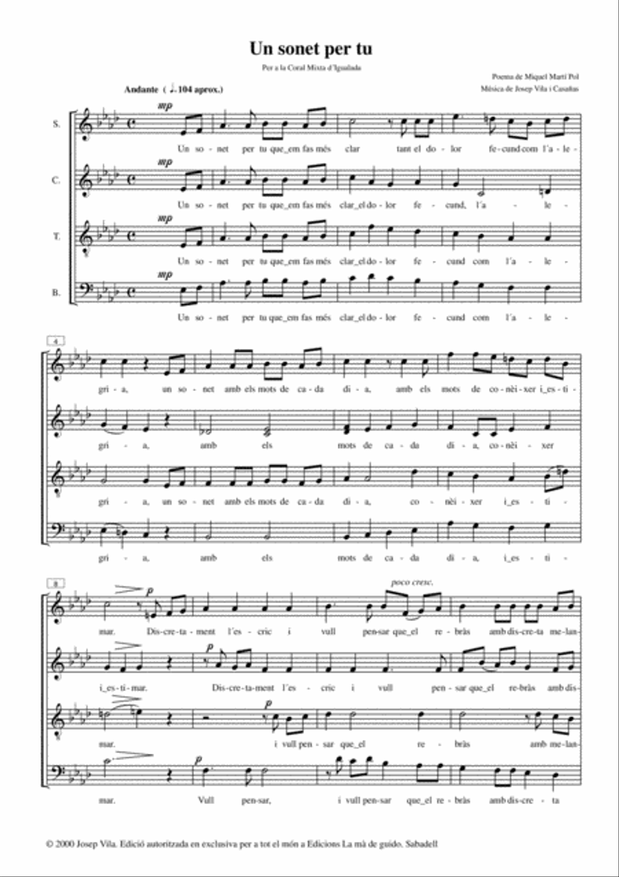 Un sonet per a tu 4-Part scores gallery preview page 3