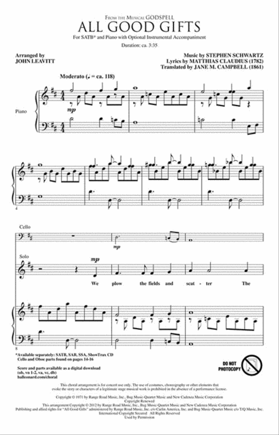 All Good Gifts 4-Part scores gallery preview page 2