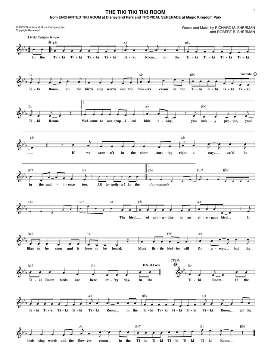 The Tiki Tiki Tiki Room Guitar scores gallery preview page 1