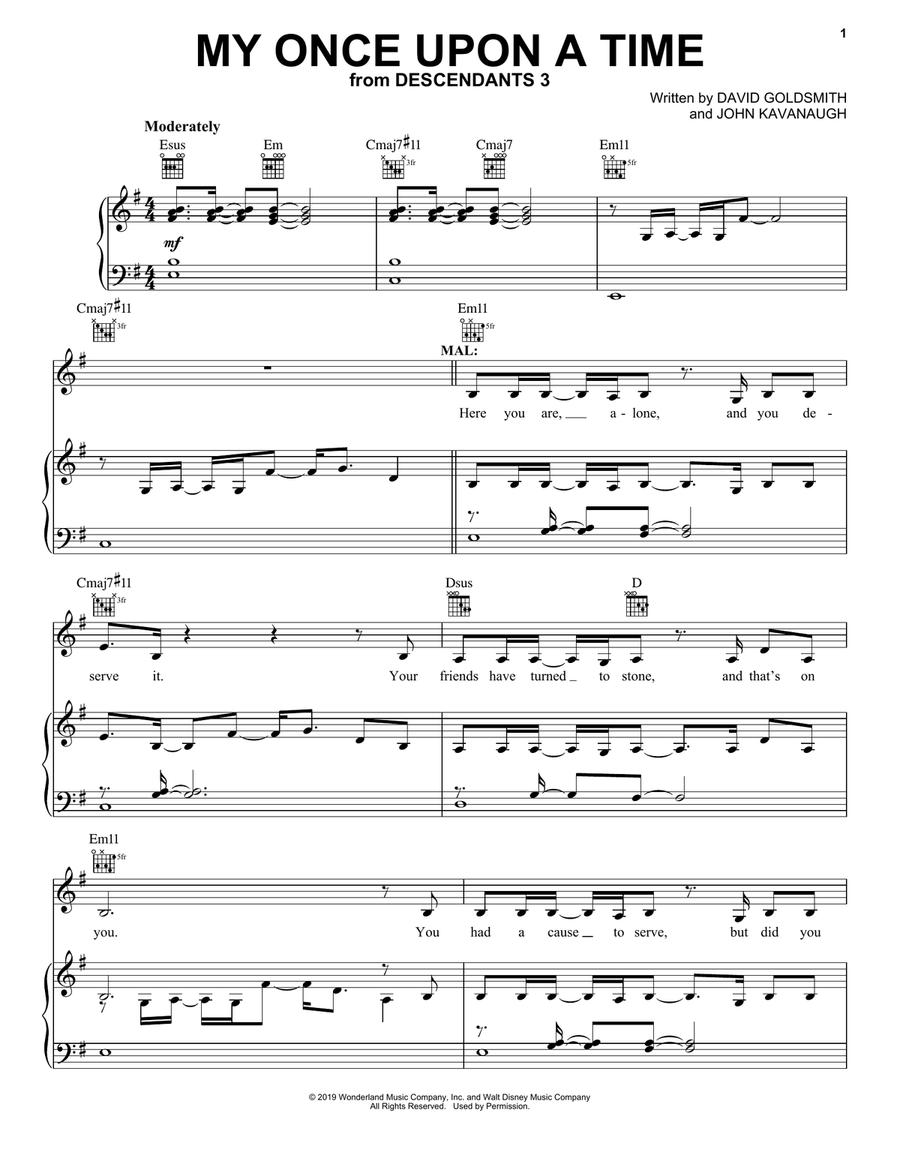 My Once Upon A Time (from Disney's Descendants 3) Piano, Vocal, Guitar scores gallery preview page 1