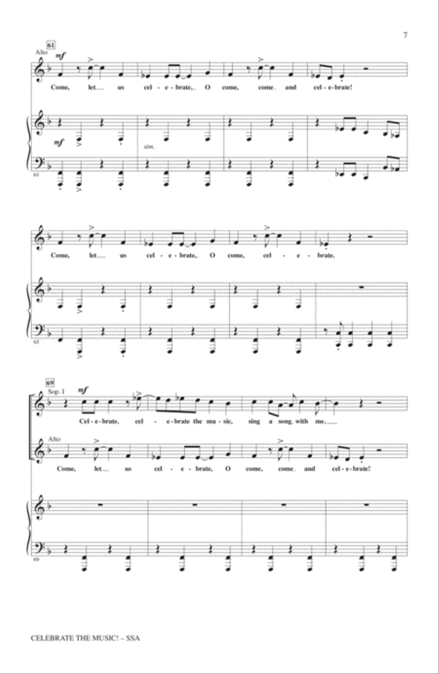 Celebrate The Music! SSA scores gallery preview page 6