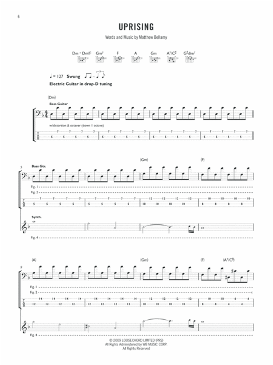 Uprising Guitar Tablature scores gallery preview page 1