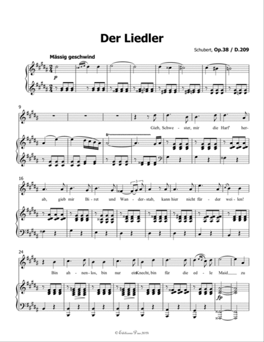 Der Liedler, by Schubert, Op.38(D.209), in g sharp minor Voice scores gallery preview page 3