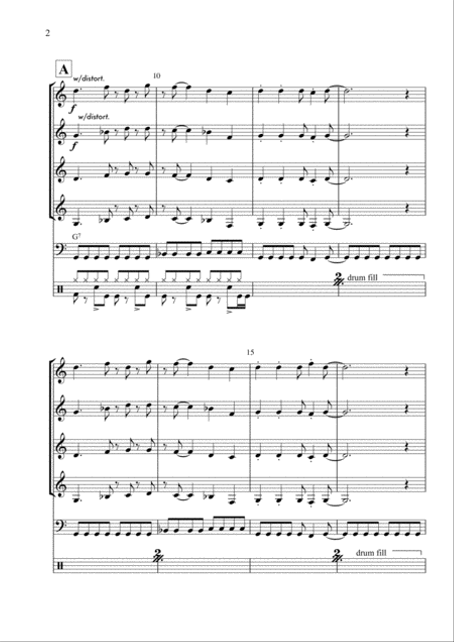 Long Riff Rock for Guitar Band Small Ensemble scores gallery preview page 4