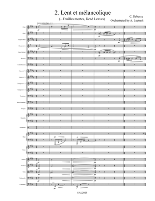 C. Debussy - The Complete Preludes, #2 (II) Feuilles mortes, Orchestrated by A. Leytush - Score Only