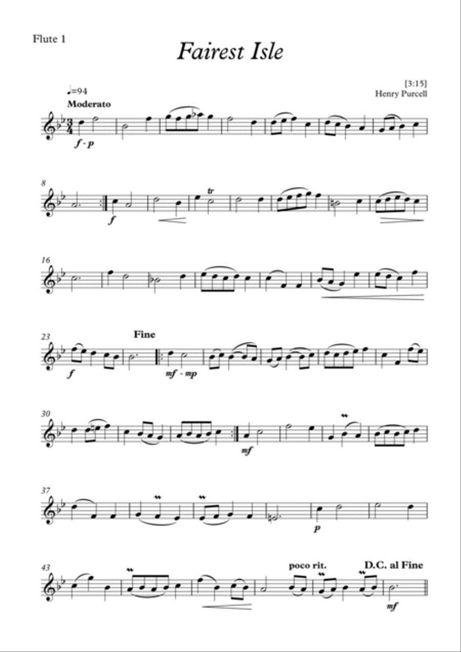Fairest Isle - Henry Purcell Woodwind Ensemble scores gallery preview page 5
